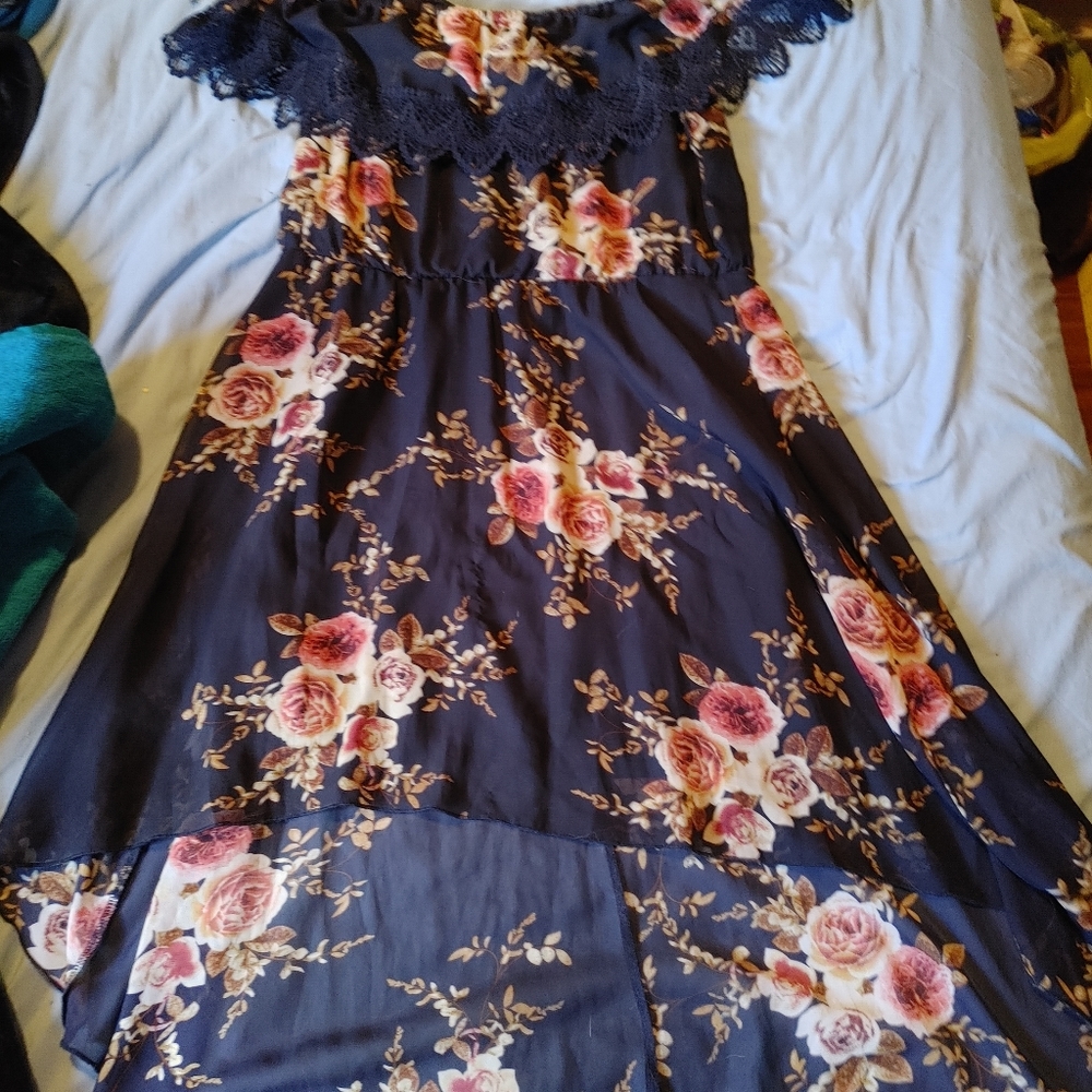Knee high blue floral dress